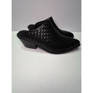 Corkys TGIF Black Woven Pointed Toe Mules Block Heel Slip On Shoes Womens 7